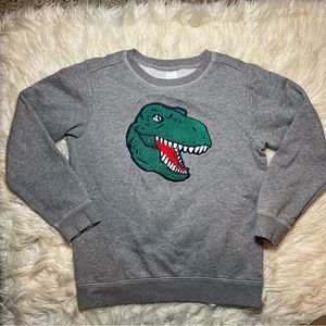 Grey kids size 12 dinosaur crew neck sweater